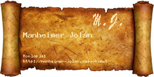 Manheimer Jolán névjegykártya