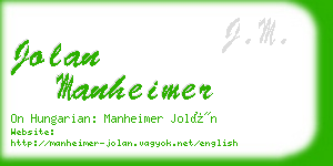 jolan manheimer business card